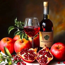 натюрморт с вином и фруктами