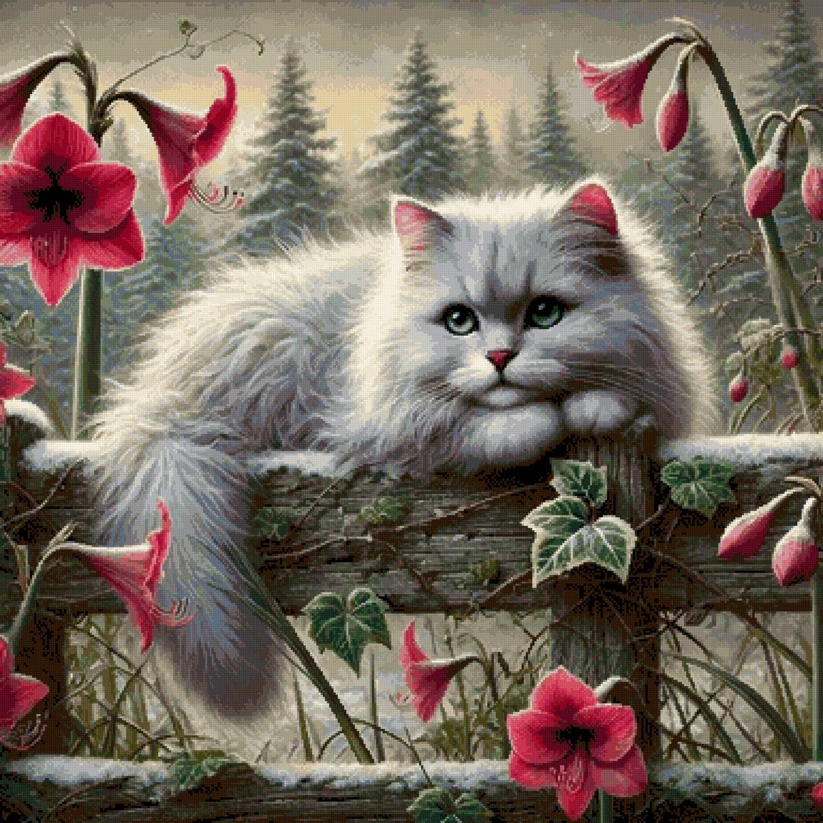 пушистая мечтательница - пейзаж, кошка - предпросмотр