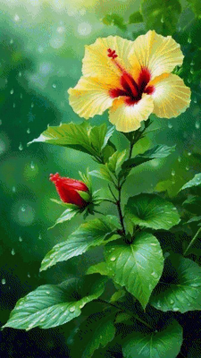 Жёлтый гибискус - цветок - предпросмотр