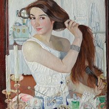 Схема вышивки «За туалетом. Автопортрет»