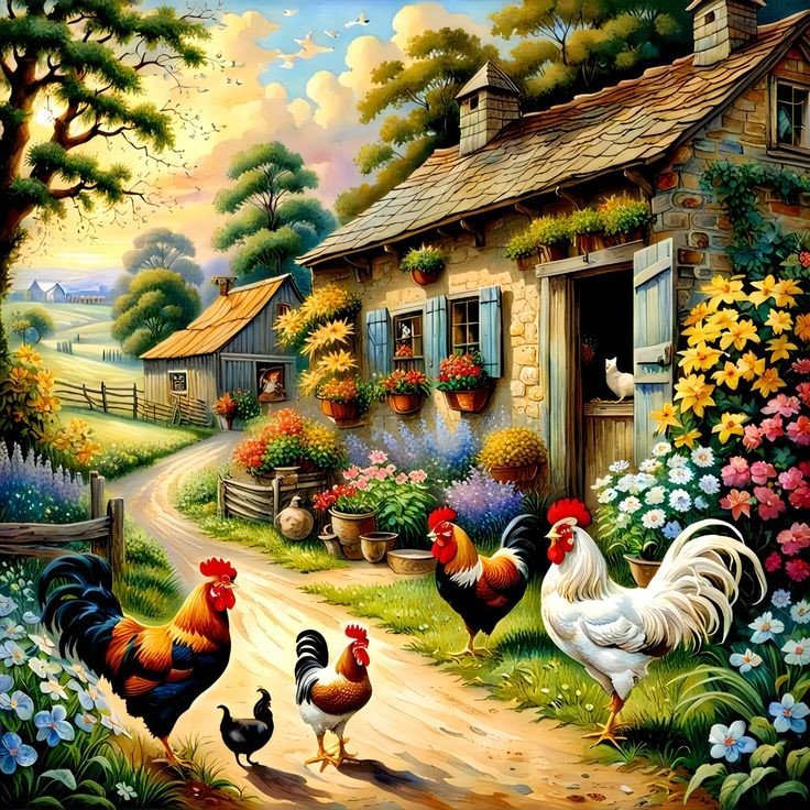 Куры во дворе - куры - оригинал