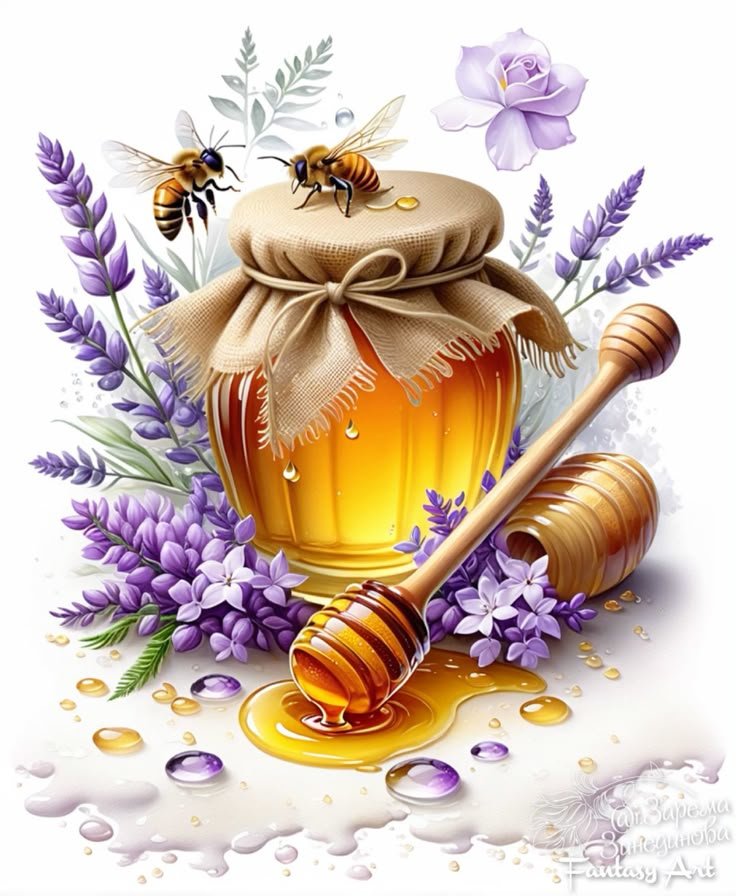 медовый Спас - лаванда, пчелки, мед - оригинал
