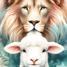 Схема вышивки «Лев и ягненок»