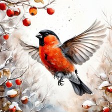 Схема вышивки «Снегирь»