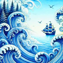 Схема вышивки «Волна»