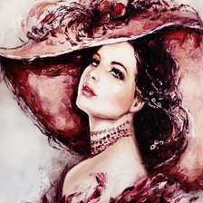 Схема вышивки «Дама в шляпе»