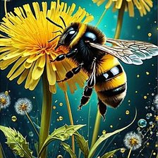 Схема вышивки «Шмель на одуванчиках»