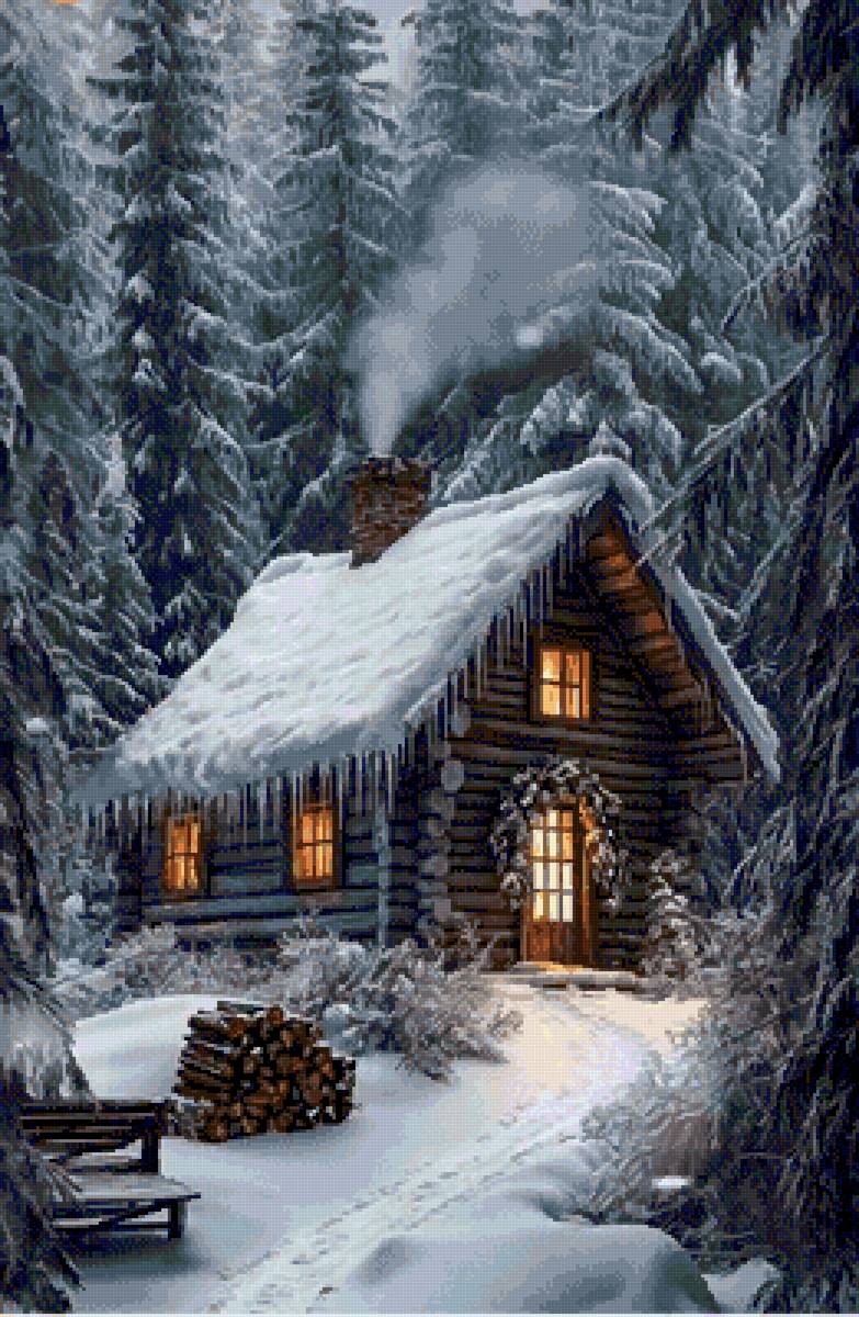 Домик в лесу - зима, лес, дом - предпросмотр