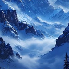 Схема вышивки «Горы в лунную ночь»