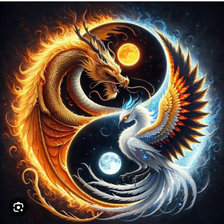 Схема вышивки «Дракон и феникс»