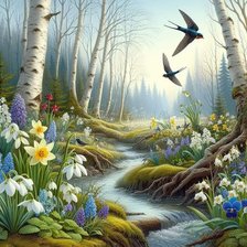 Схема вышивки «Первые ласточки»