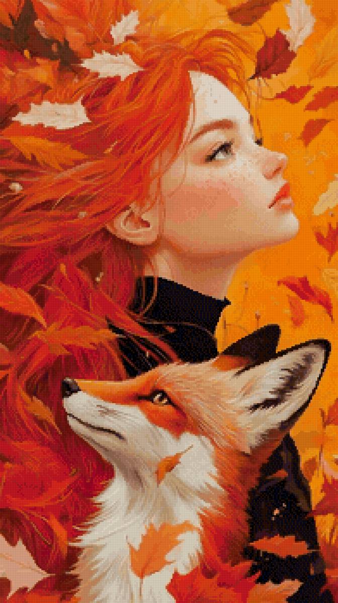 Девушка и лиса - девушка, лиса - предпросмотр