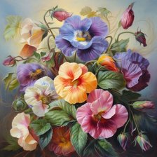 Схема вышивки «Анютины глазки»