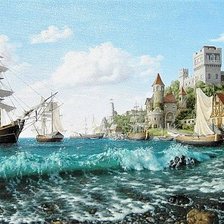 Схема вышивки «Корабль в порту»