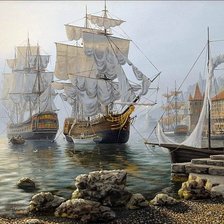 Схема вышивки «Корабли в порту»