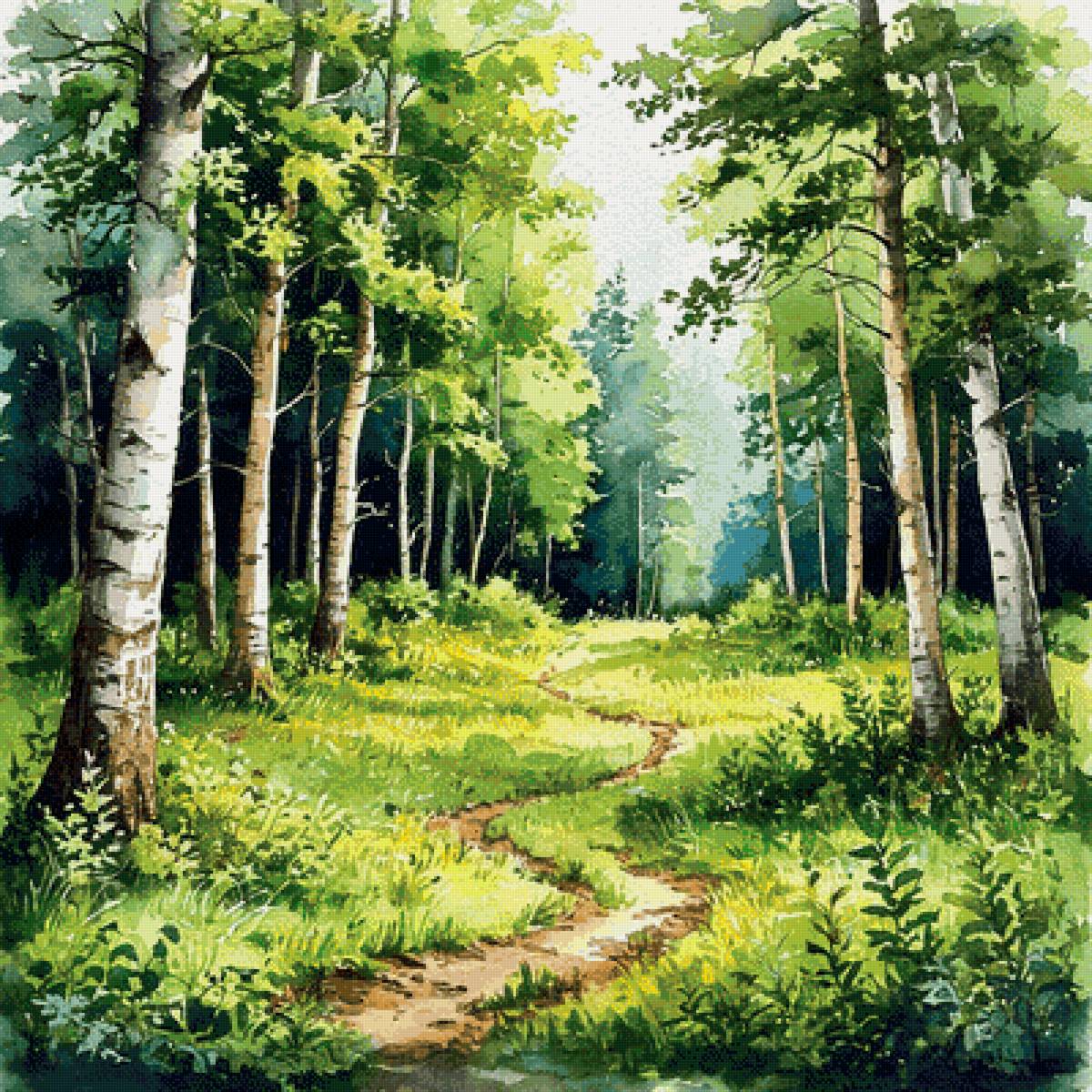 Лесная поляна. Акварель - свои картины - предпросмотр