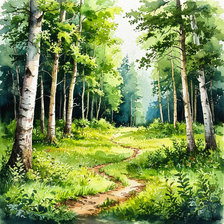 Схема вышивки «Лесная поляна. Акварель»