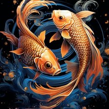 Схема вышивки «Золотые рыбки»