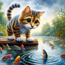 Схема вышивки «котик»