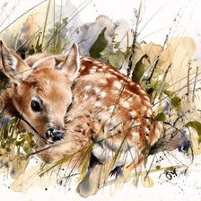 Схема вышивки «Оленёнок. Люси Ньютон»