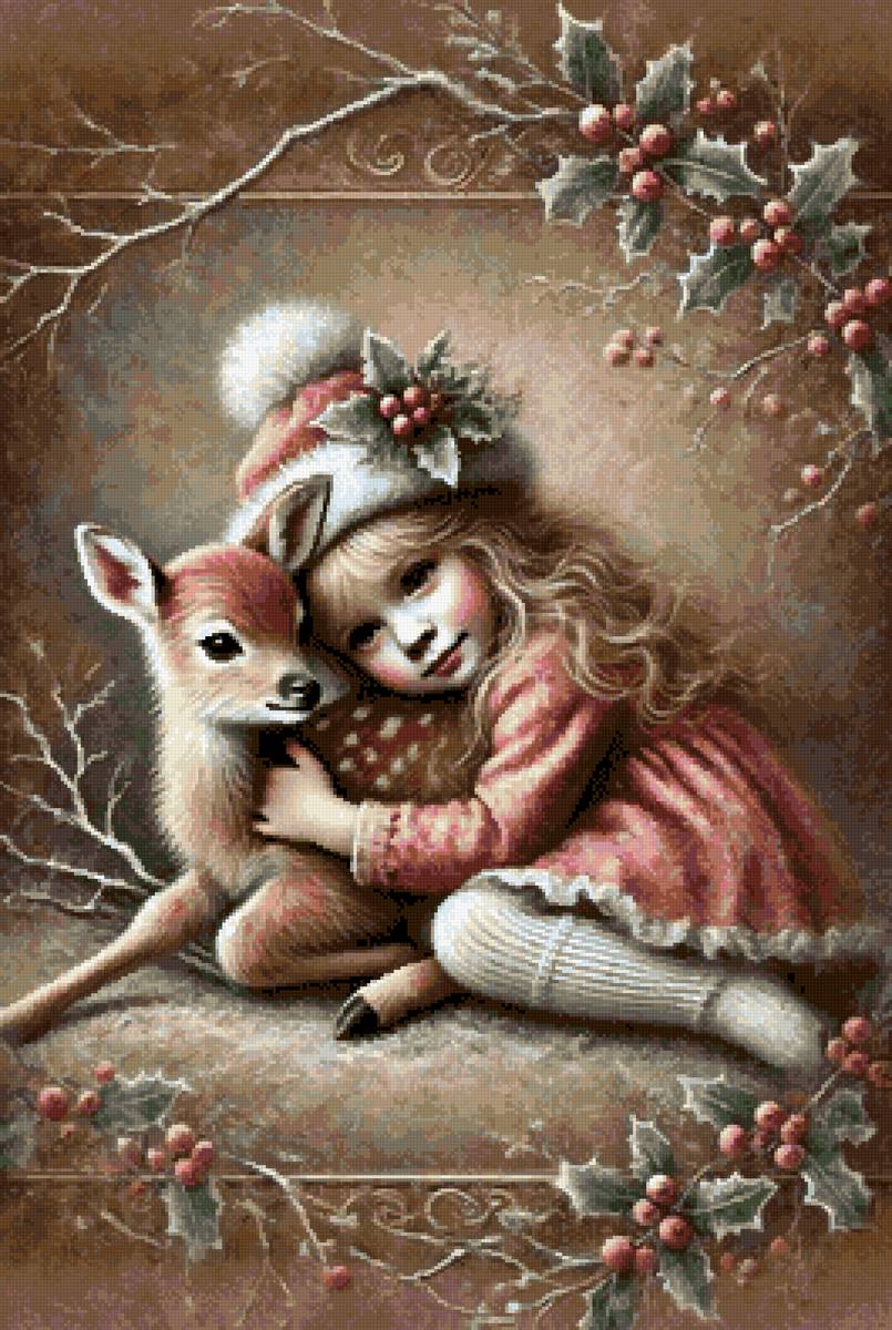 вдвоем теплее - остролист, малышка, олененок - предпросмотр