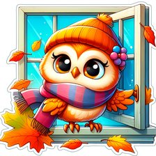 Схема вышивки «сова на окне»