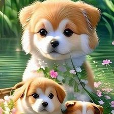 Схема вышивки «Щенки»