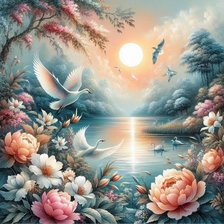 Схема вышивки «Пионы»