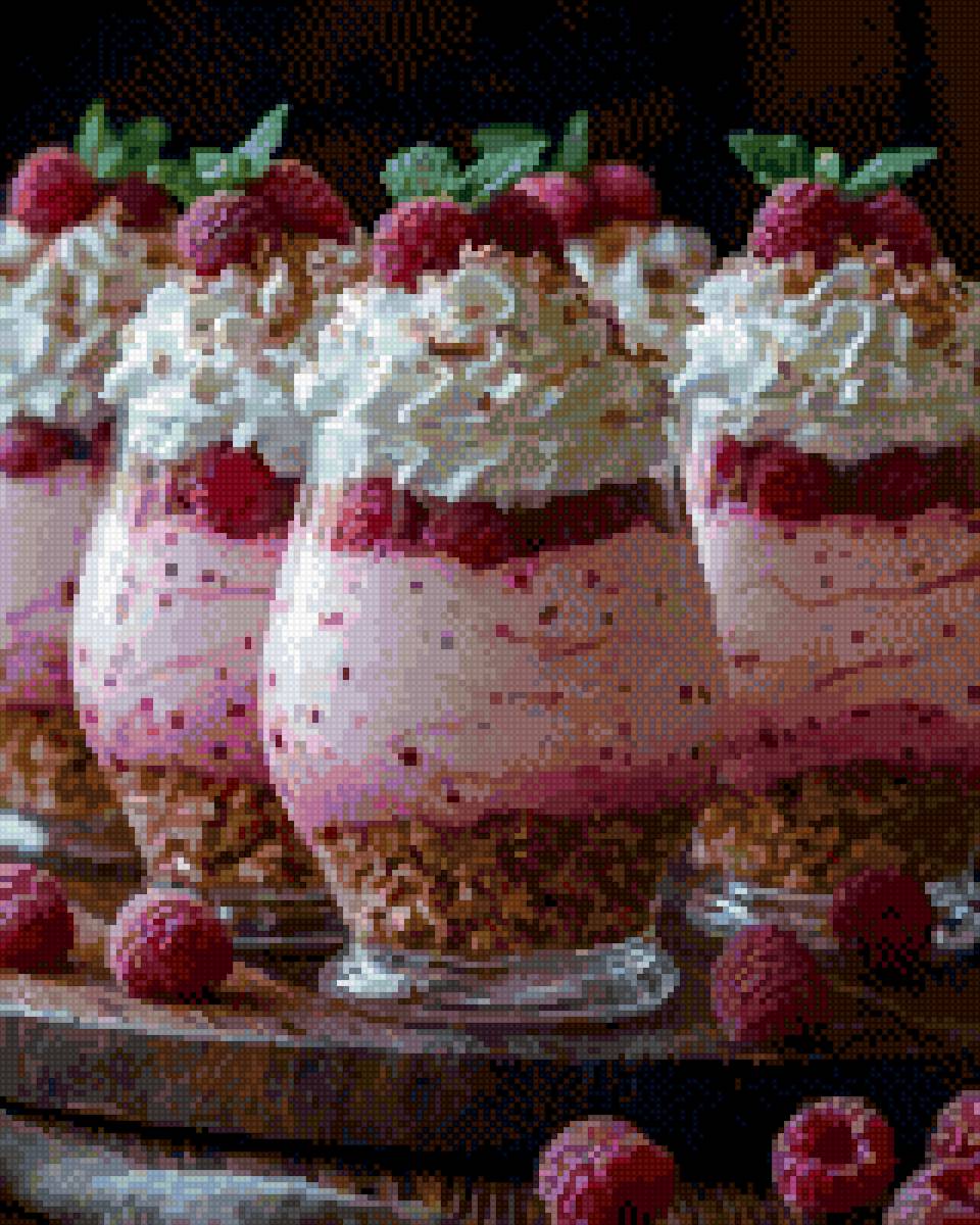 Малиновый десерт🍧 - десерт, еда - предпросмотр