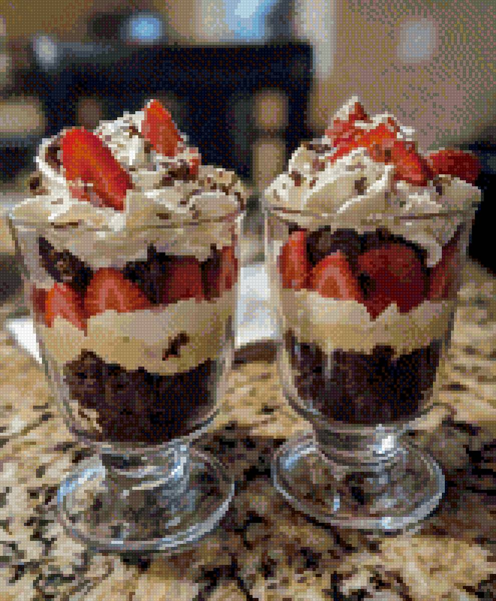 Клубничный десерт🍧 - десерт, еда - предпросмотр