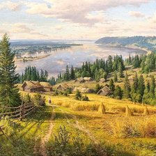 Схема вышивки «Деревенька»