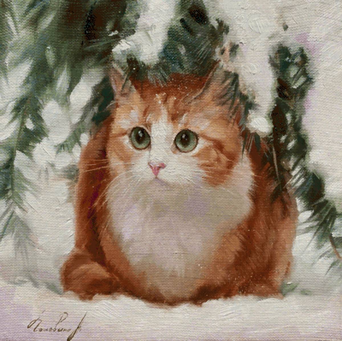 Рыжий кот - зима., кот - предпросмотр