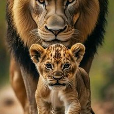 Схема вышивки «лев папа, лев дитё»