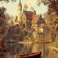 Схема вышивки «Дом у реки»