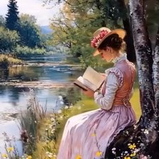 Схема вышивки «За чтением книги»