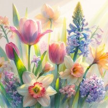 Схема вышивки «Первоцветы»