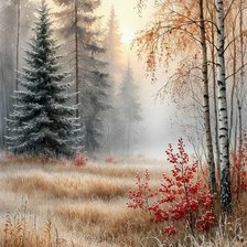 Схема вышивки «Туман в лесу»