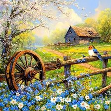 Схема вышивки «Деревенская околица»