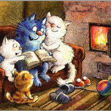 Схема вышивки «Семья синих»