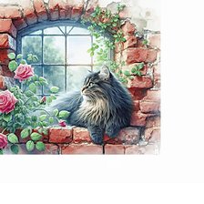 Схема вышивки «Кошка на окошке.»