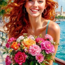 Схема вышивки «Девушка и море»