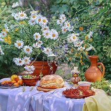 Схема вышивки «Пейзаж с ромашками. Геннадий Кириченко»