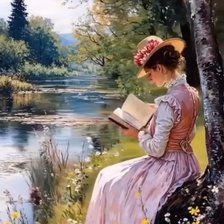 Схема вышивки «За чтением книги»