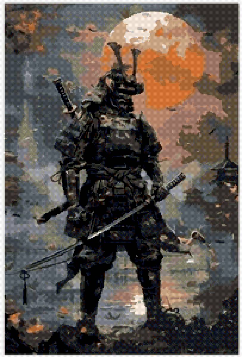 Самурай - япония, самурай, темный фон, восток - предпросмотр