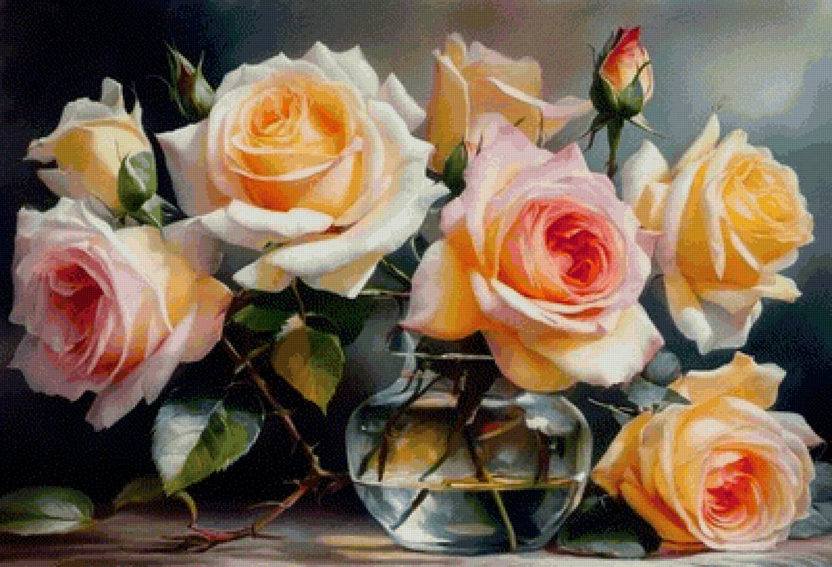 Розы в вазе - цветы - предпросмотр