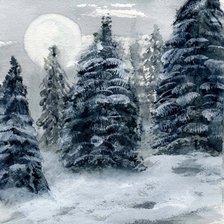 Схема вышивки «Ели в снегу»