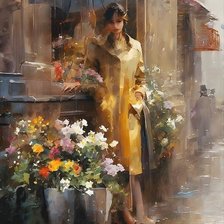 Схема вышивки «Девушка под дождем»