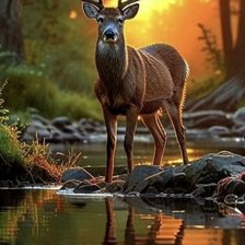 Схема вышивки «Олень на закате»