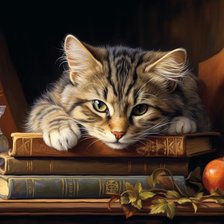 Схема вышивки «Repaire littéraire du chat»