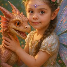 Схема вышивки «Девочка с драконом»